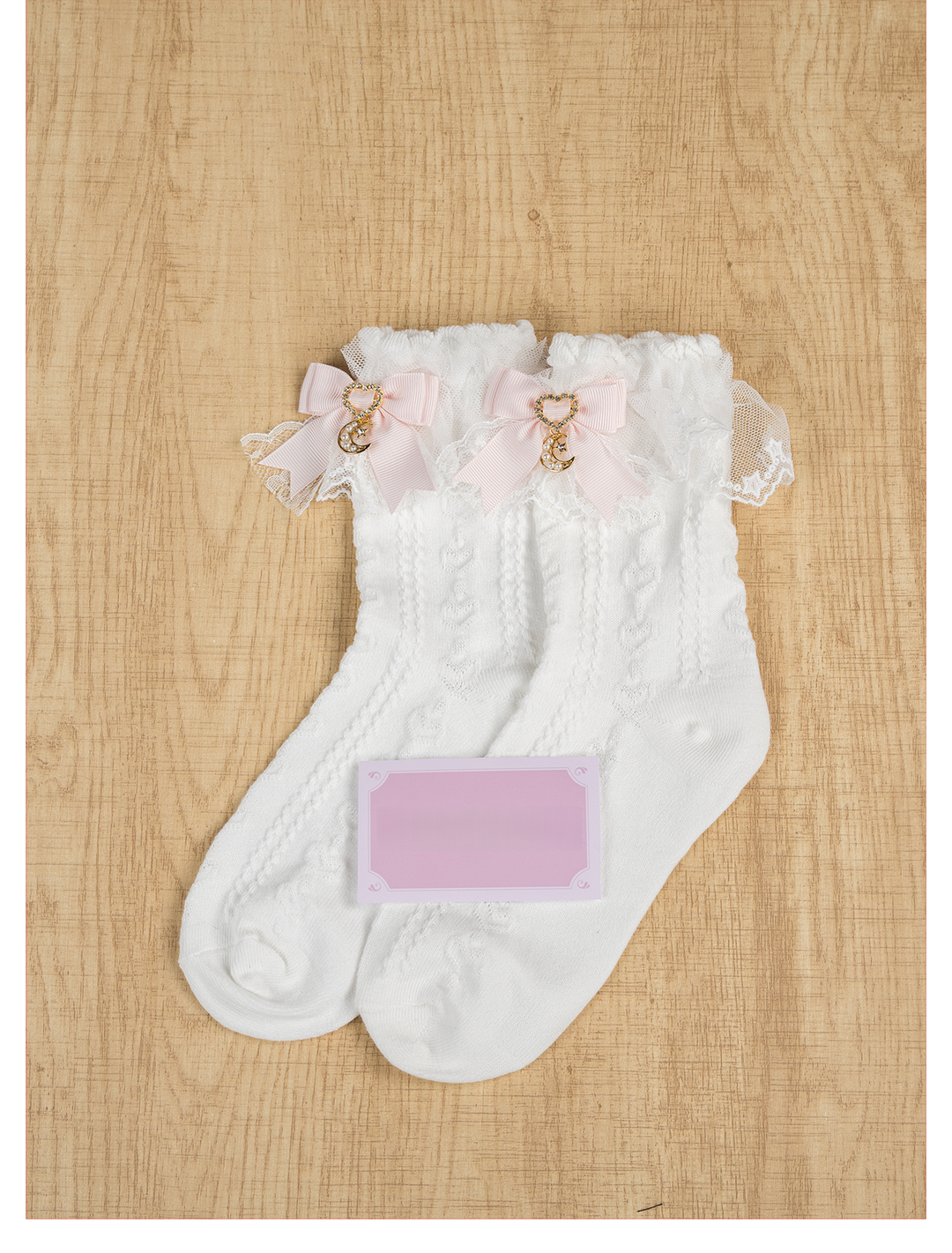 Cotton Ankle Length Lace Socks, Moon Pendant 44007:792569