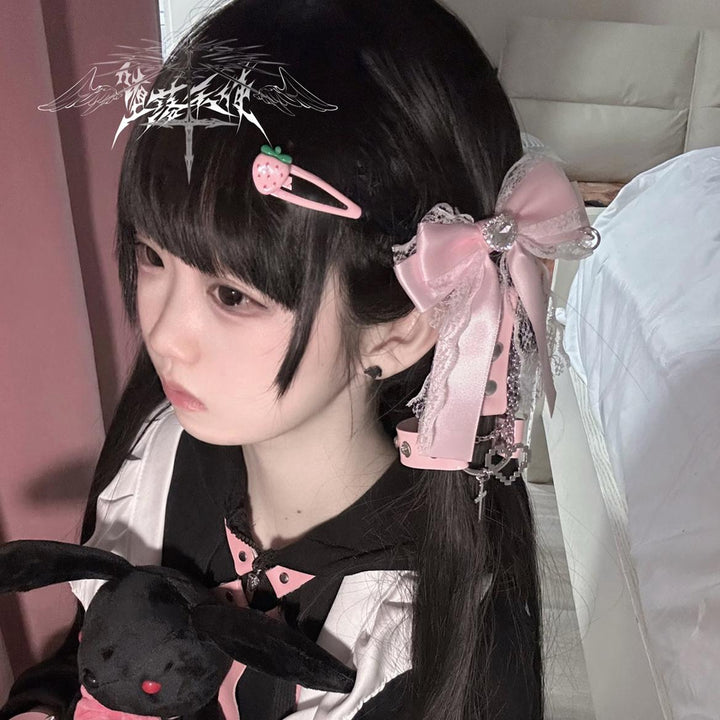 Jirai Kei Barrettes Punk Bow Hair Accessory for Ponytail 35528:495520 35528:495520