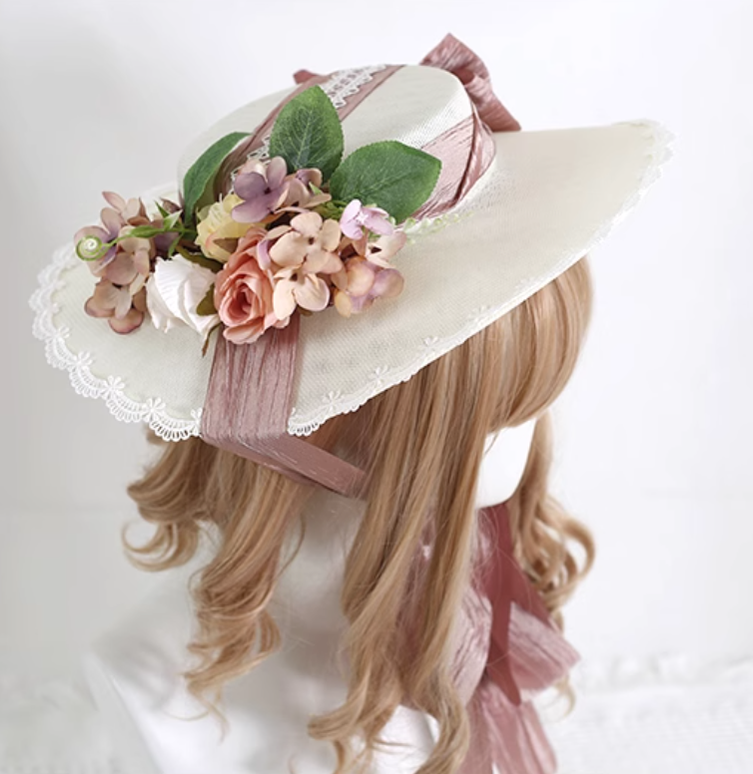 Lolita Top Hat Mori Kei Vintage Hat Elegant Linen Hat 36448:523166