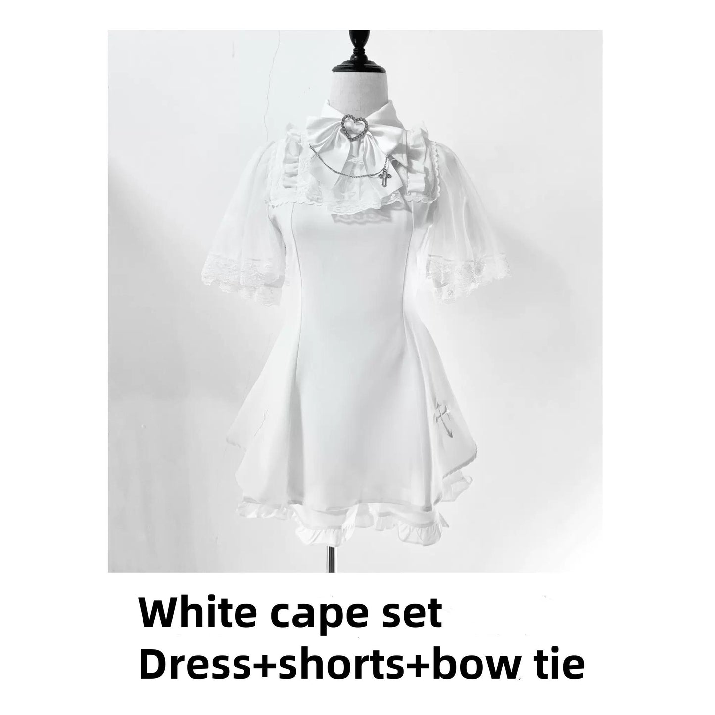 Jirai Kei Dress Set Cape Embroidery Dress And Shorts Set (L M S XL) 37550:565118