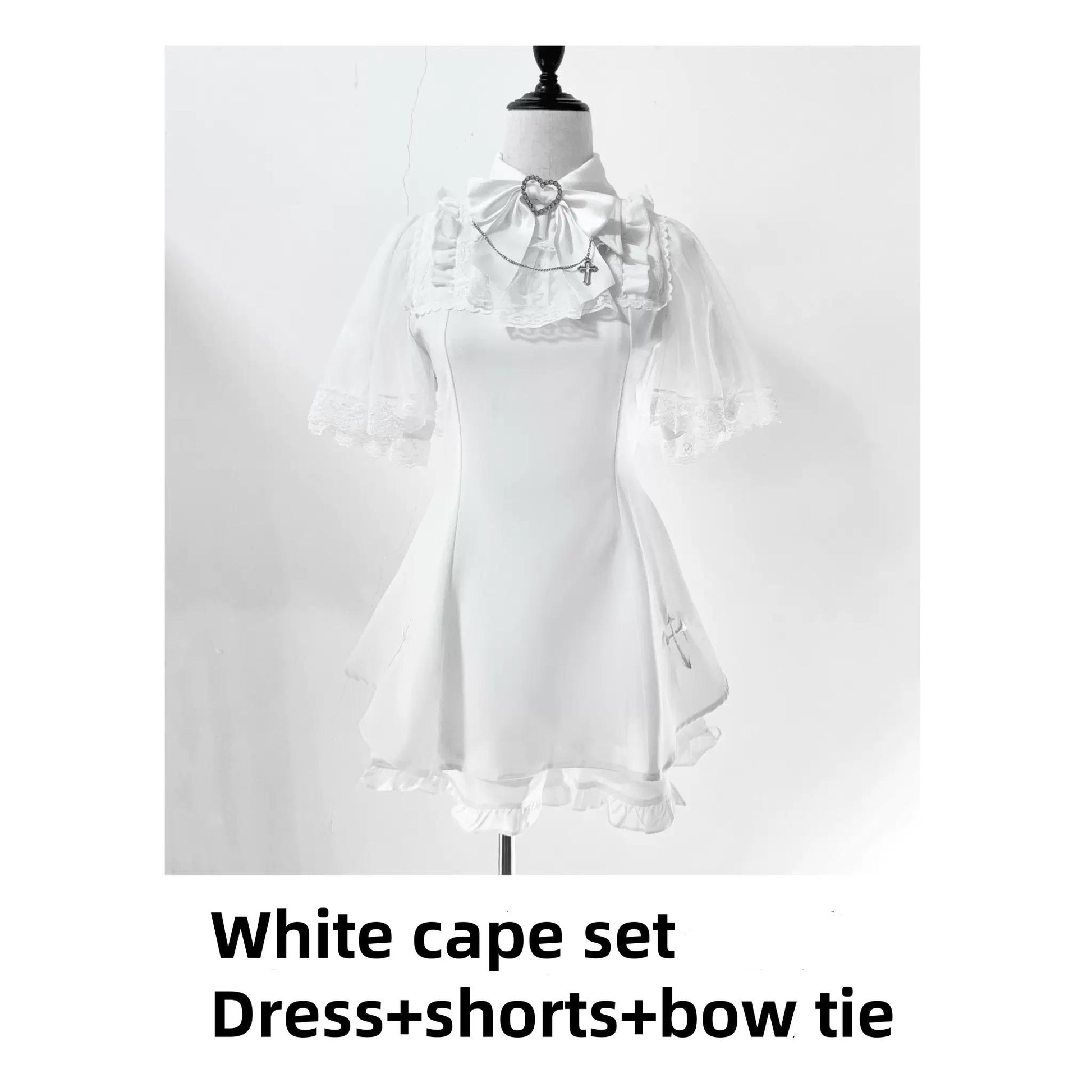 Jirai Kei Dress Set Cape Embroidery Dress And Shorts Set (L M S XL) 37550:565118