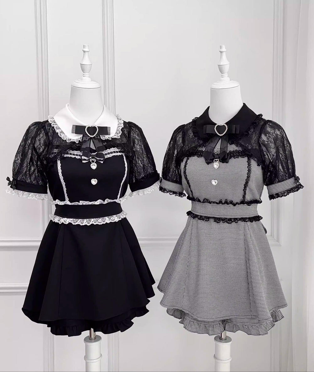 Jirai Kei Lace Shawl Dress Set, Rhinestone Details 43567:779748