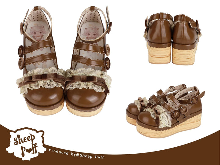 Jirai Kei Lolita Shoes Multicolored Thick-soled Muffin Shoes (34 35 36 37 38 39 40 41 / Brown) 22034:367708 (34 35 36 37 38 39 40 41 / Brown) 22034:367708