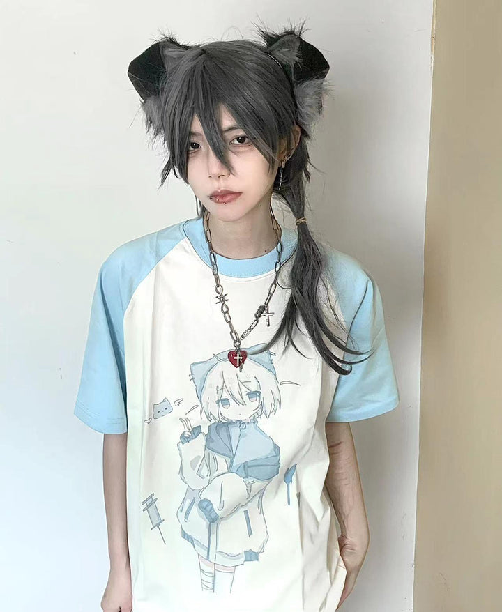 Tenshi Kaiwai T-shirt Pure Cotton Top Raglan Sleeve T-shirt 37738:576360