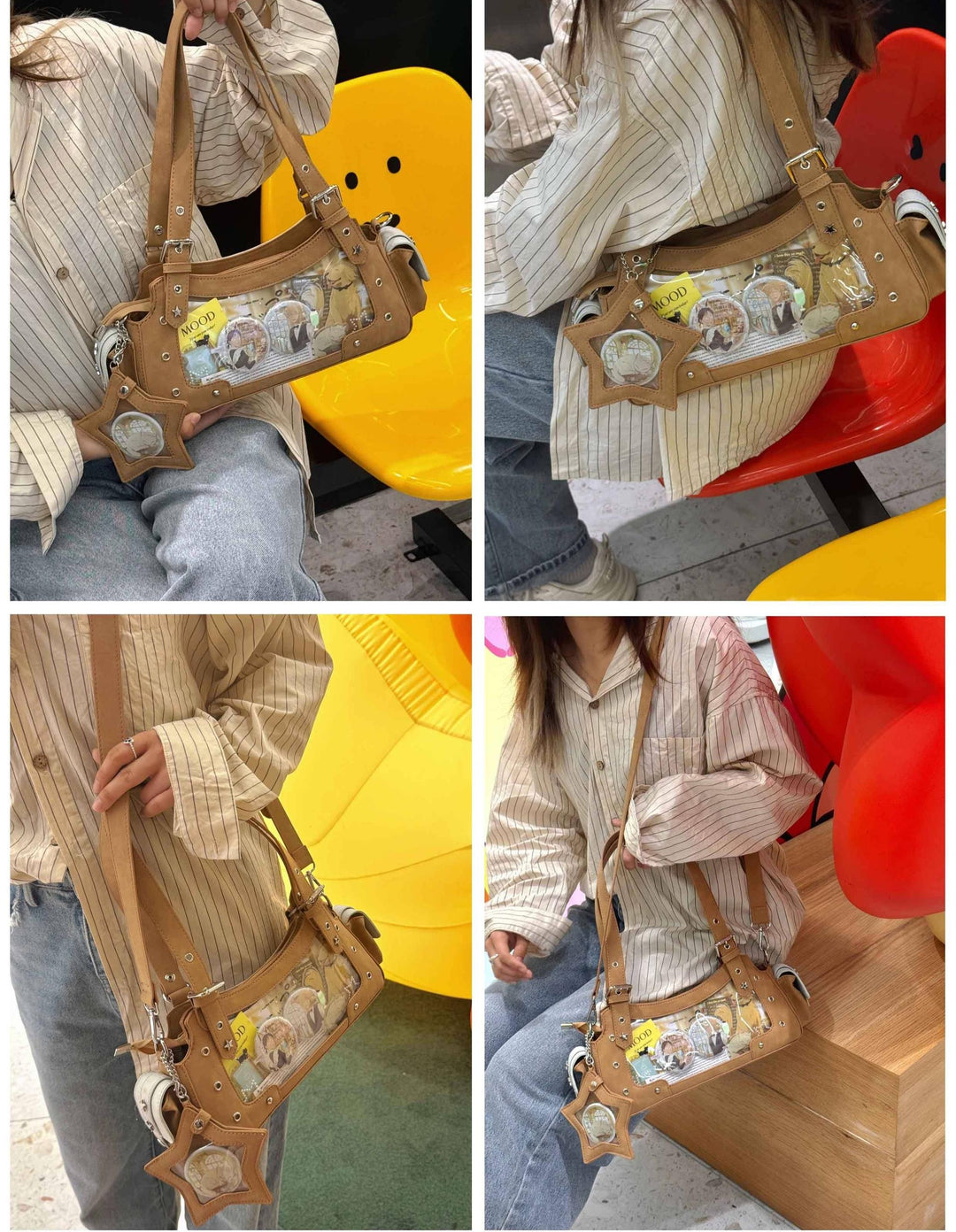 Punk Studded Ita Bag, Clear Window & Star Pouch 45416:847493