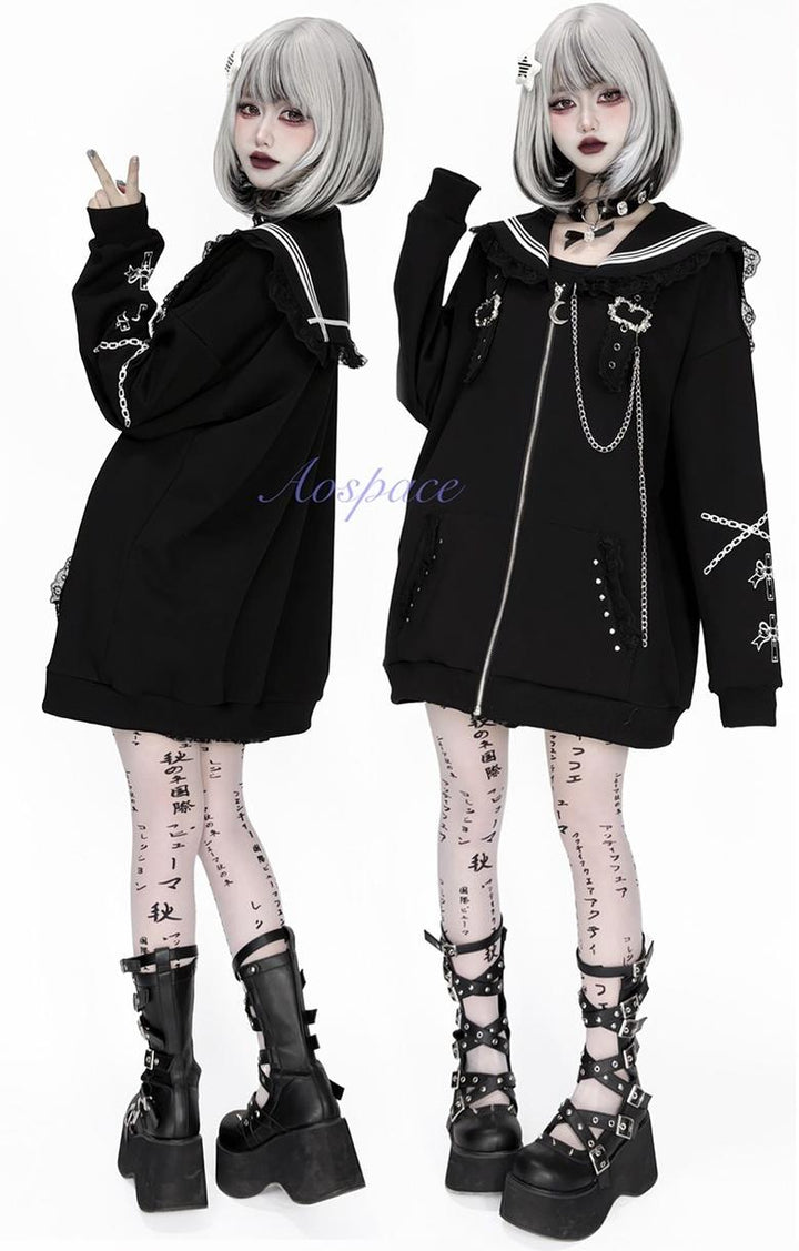 Subculture Sailor Collar Jacket, Chain Accents 43824:787404