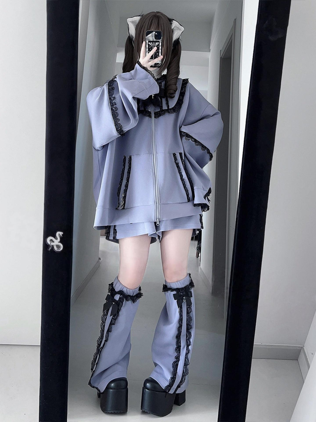 Subcul Jirai Zip-Up Hoodie, Rabbit Ear 44415:807869