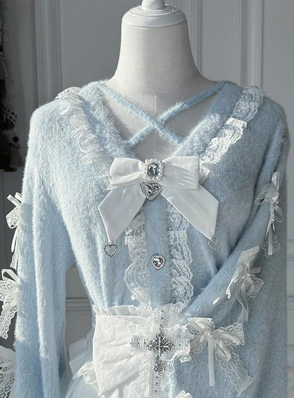 Jirai Kei Cardigan Outfit, High-Waisted Skirt (2XL L M XL) 44566:813801