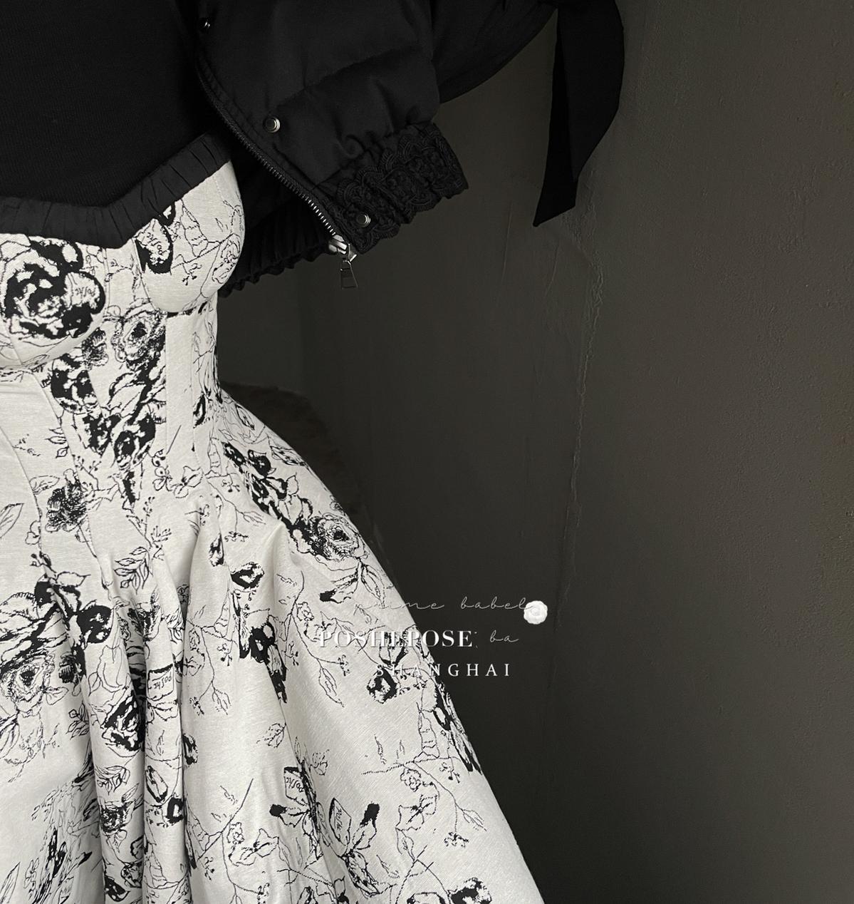 Elegant Corset Dress Strapless Brocade Satin Dress Sun-protection 36390:548844