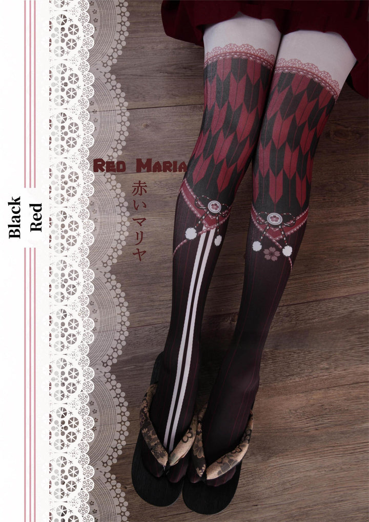 Lolita Socks Arrow Feather Printed Tights Multicolor 32148:423152 32148:423152