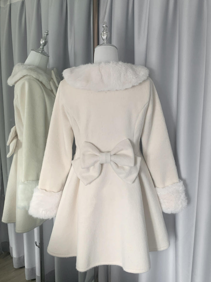 Winter Jirai Kei Coat Woolen Fleece Coat Bow Knot Coat 41032:685802