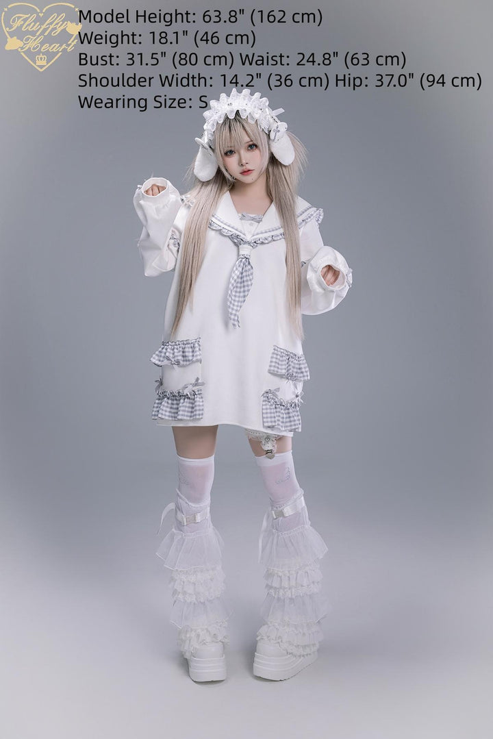 Kawaii Sailor Collar Sweatshirt, Plaid Neckercheif 43867:790599