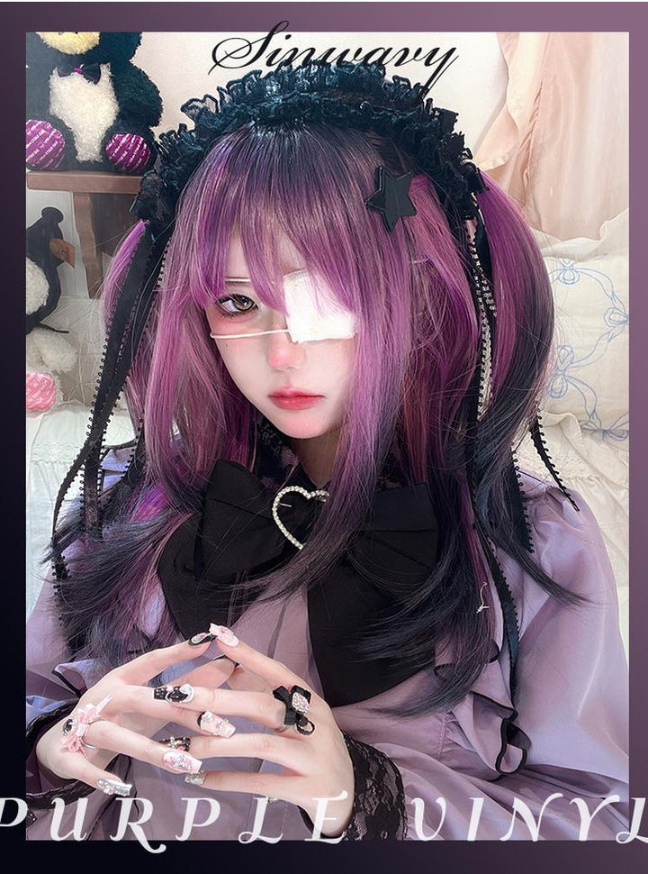 Y2K Gradient Purple Wig Mid-length Straight Wig 38886:605980