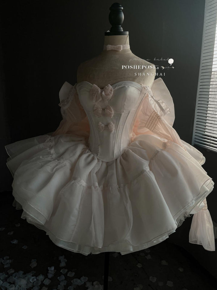 Pink Corset Lolita Prom Dress with Striking Big Bow Multicolor 36384:540772