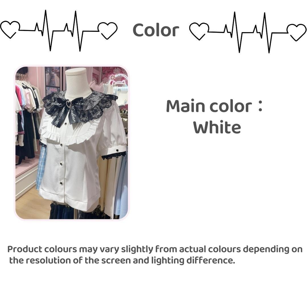 Jirai Kei Blouse Peter Pan Collar Shirt Lace trim White Top 37694:570194