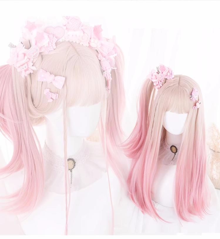 Lolita JK Pink Wig Gradient Long Woman Hairpiece 31716:367570 31716:367570