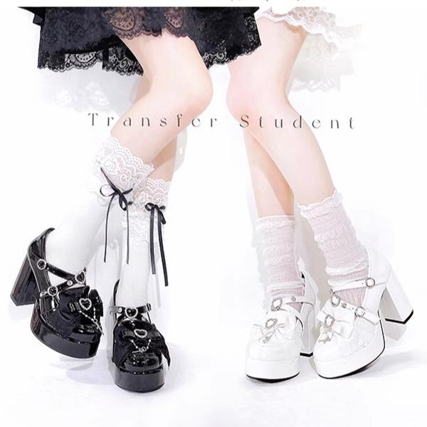 Jirai Kei Shoes High-heel Platforms Heart-shaped Rhinestone 40100:656466