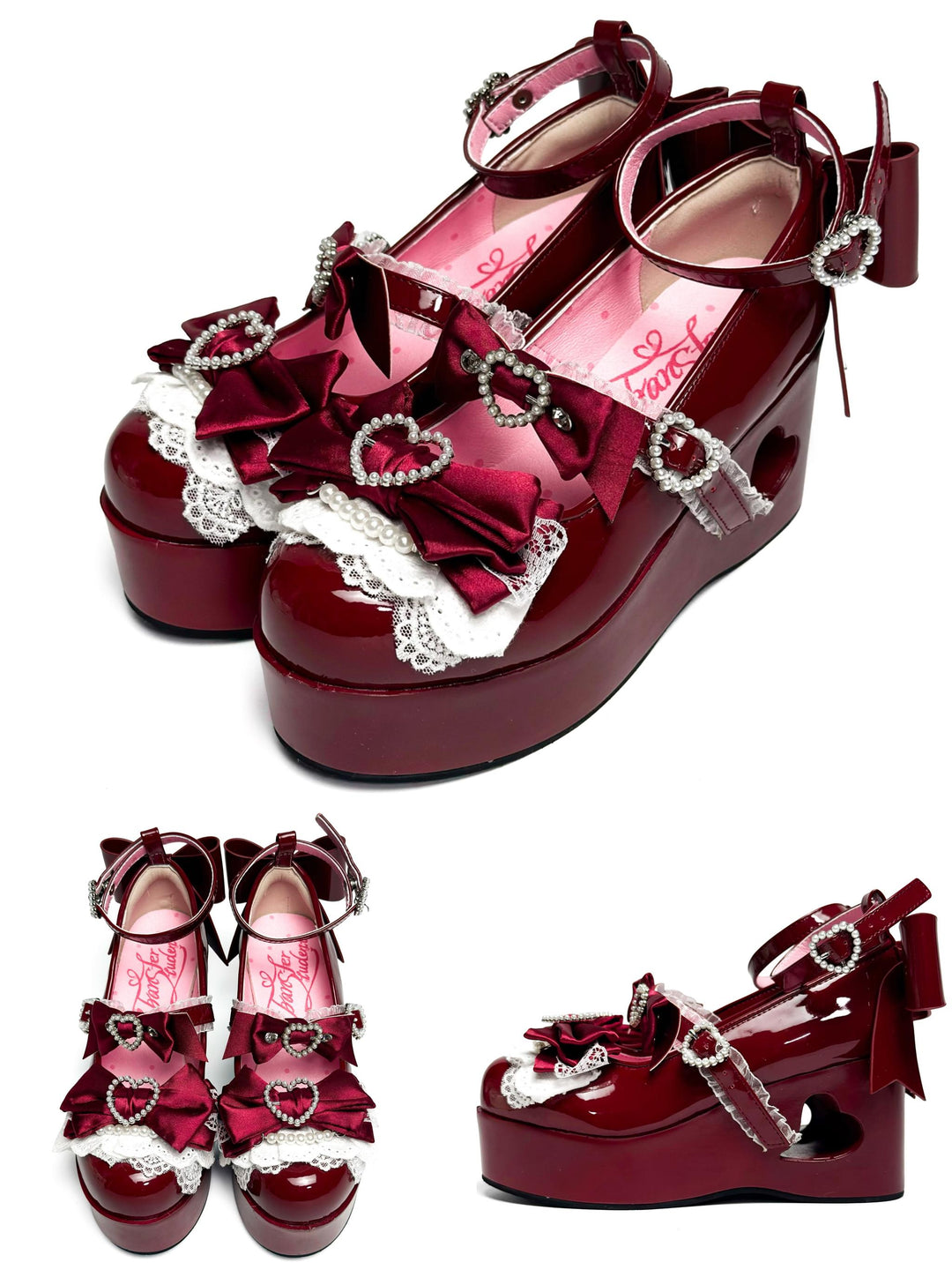 Old School Lolita High Platform Shoes, Heart Hollow Heel 44559:813906