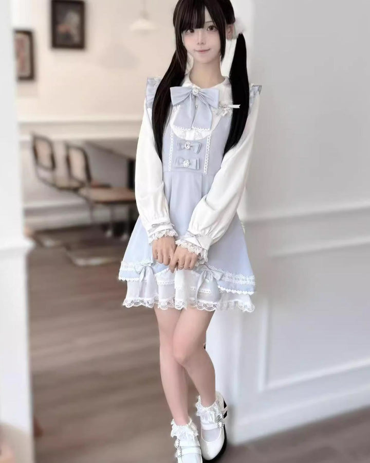 Jirai Kei Dress Set Bunny Ear Blouse Suspender Skirt Set 41440:699180