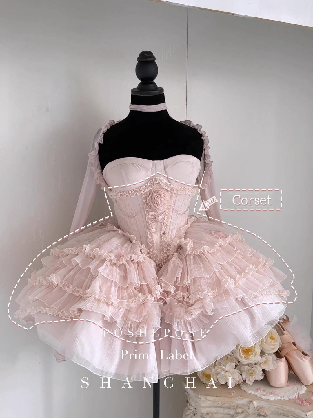 Lolita Dress Set Sakura Pink Princess Dress With Train 38096:627946