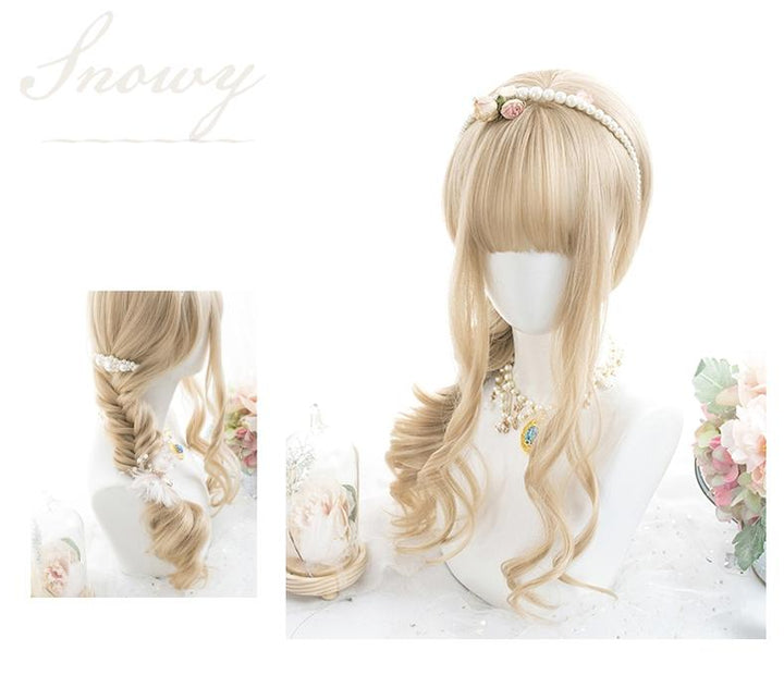 Lolita Wig Curly Wig Pale Yellow Daily Wig 31724:497136 31724:497136