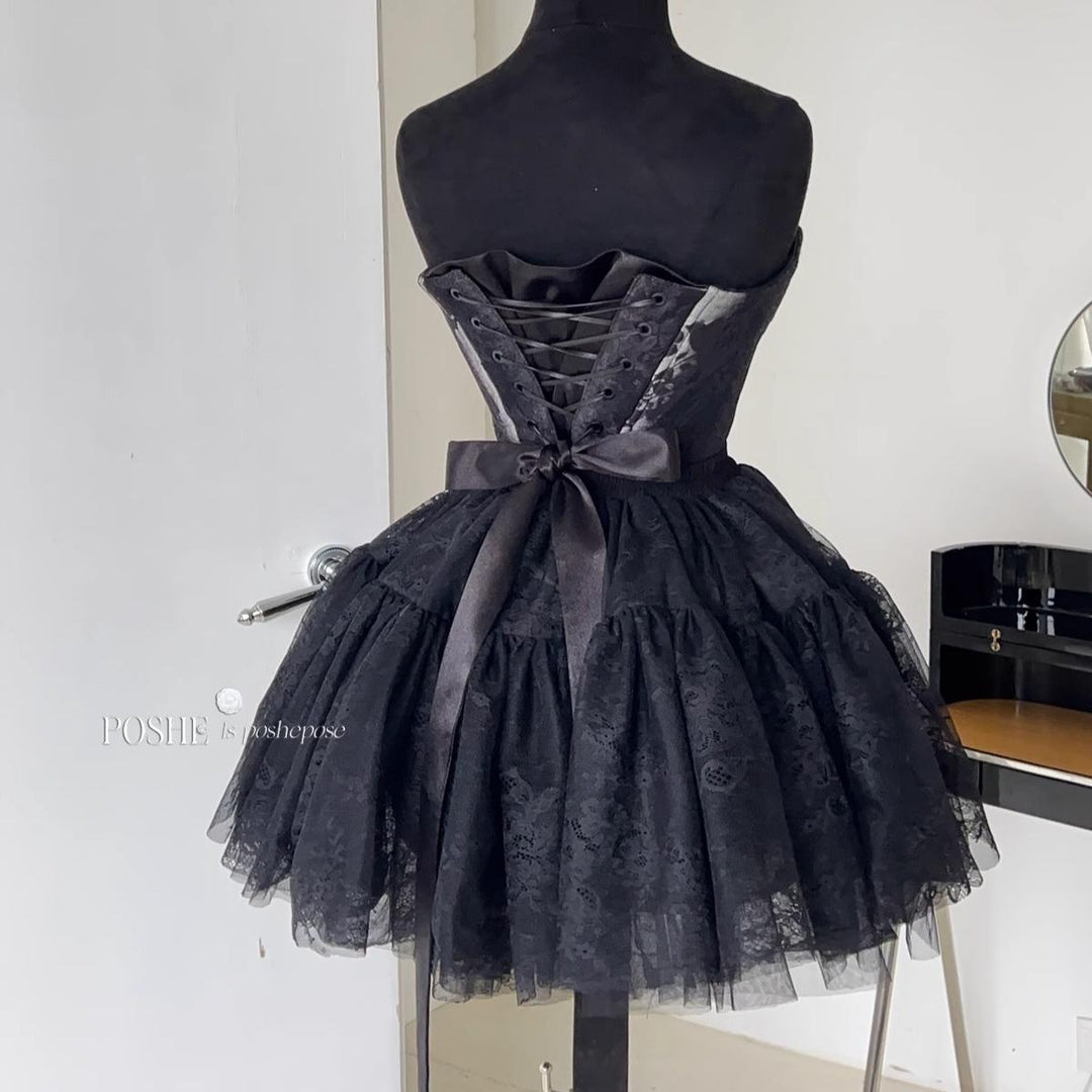 Puffy Prom Dress Petticoat Lolita Dress Petticoat Black White 36386:542700