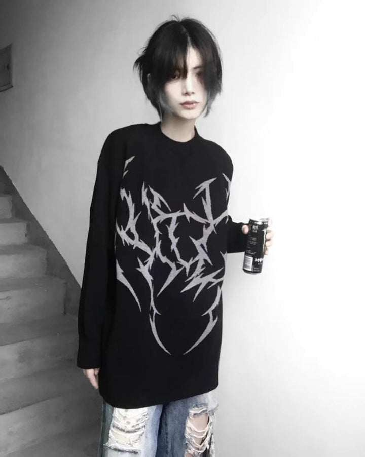 Punk Sweater Dark Gothic Long Sleeve Sweater Multicolor 39740:634984