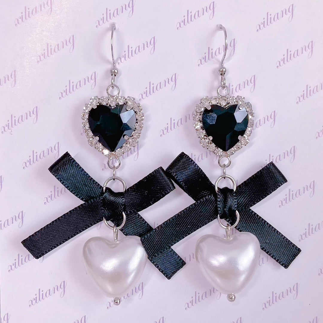 Jirai Kei Earrings Lolita Ball Earrings Heart Rhinestone 28908:372440