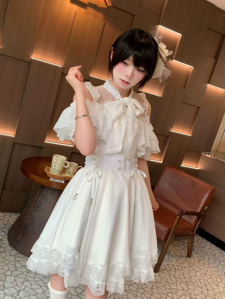 Summer Jirai Kei Outfit, Chest Lace Flounce Hem 45699:858974