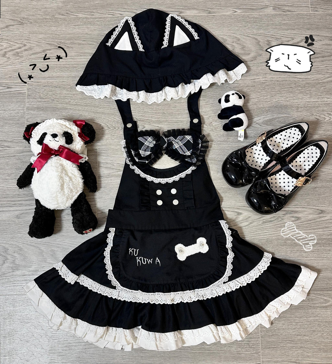 Subculture JSK Set White Top Black Dress Salopette (L M S) 41138:696886