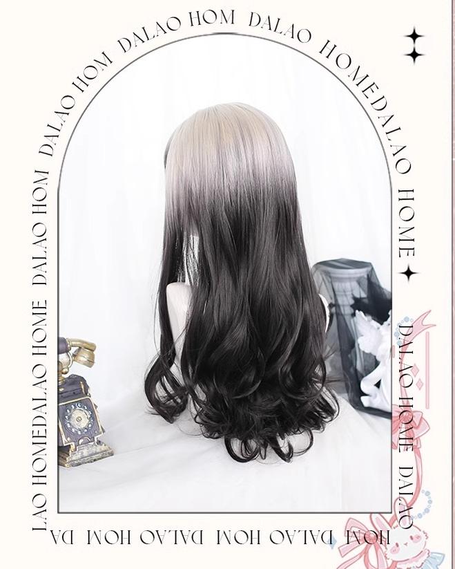 Lolita Wig Long Wavy Black White Wig Girl Curly Hair 35616:496228 35616:496228