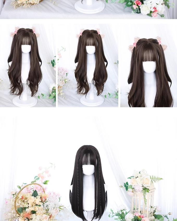 Lolita Wig Long Curly Hair And Straight Bang Multicolors 35930:507466 35930:507466