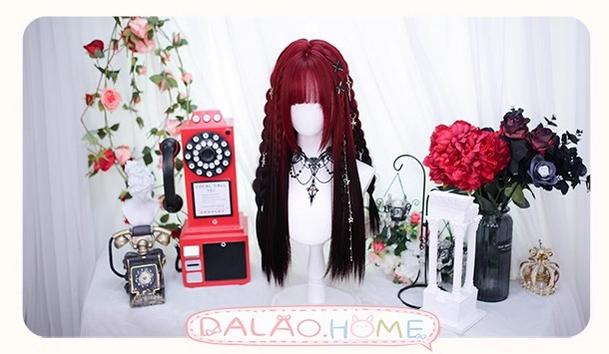 Lolita Wig Y2K Long Staight Wig Red Black Gradient Wig 35608:500812 35608:500812