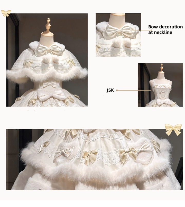 Lolita JSK Apricot Cape Kawaii Cake Dress Winter Set 41172:693520