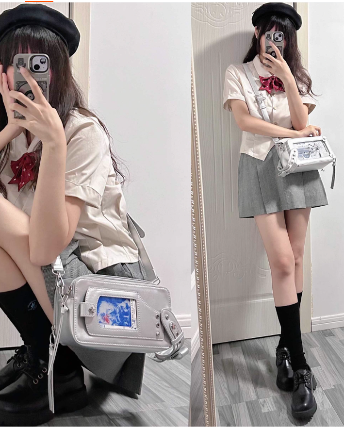 Gyaru Itabag Brick-like Crossbody Bag Motorcycle Handle Bag 41756:719636