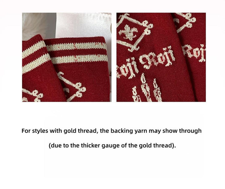 Lolita Cotton Mid-Calf Socks, Candle, Bunny & Key Patterns 44714:822233