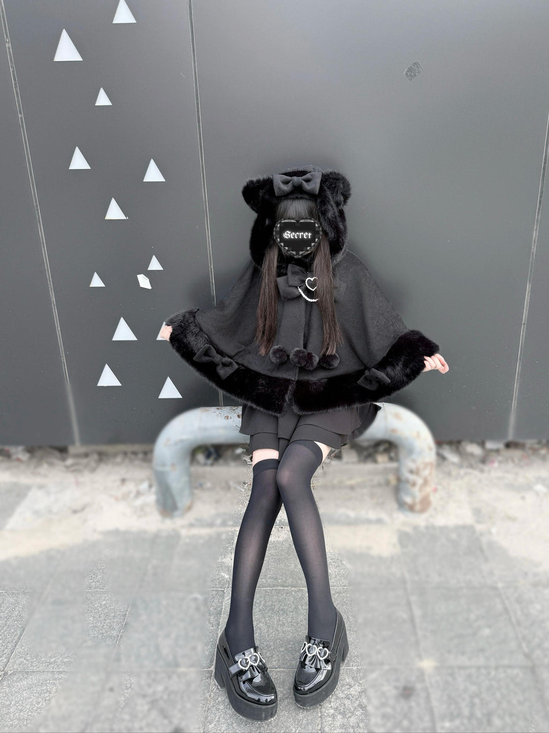 Kawaii Cat Ear Hooded Winter Cape 43984:791414