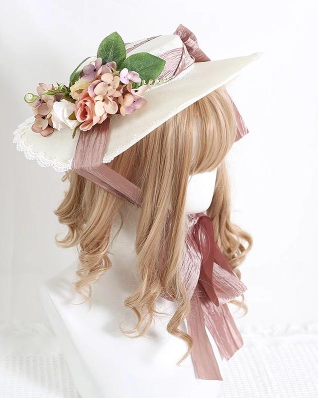 Lolita Top Hat Mori Kei Vintage Hat Elegant Linen Hat 36448:523112