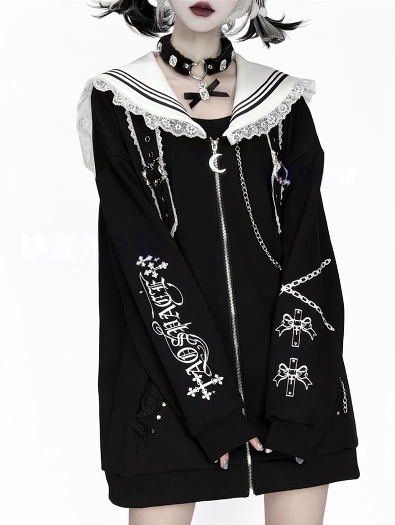 Subculture Sailor Collar Jacket, Chain Accents 43824:787392