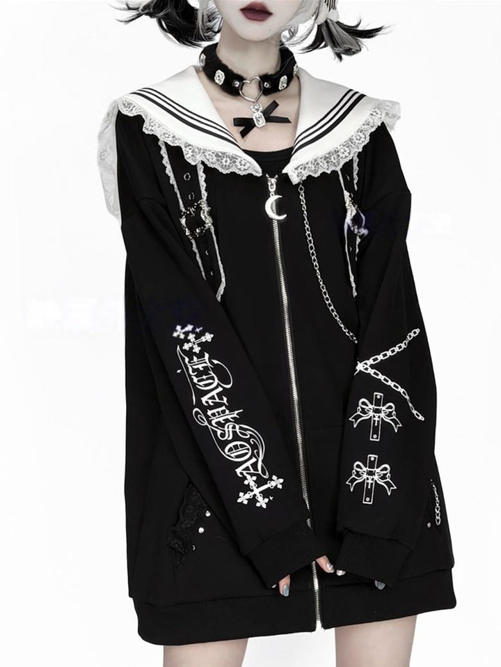 Subculture Sailor Collar Jacket, Chain Accents 43824:787392
