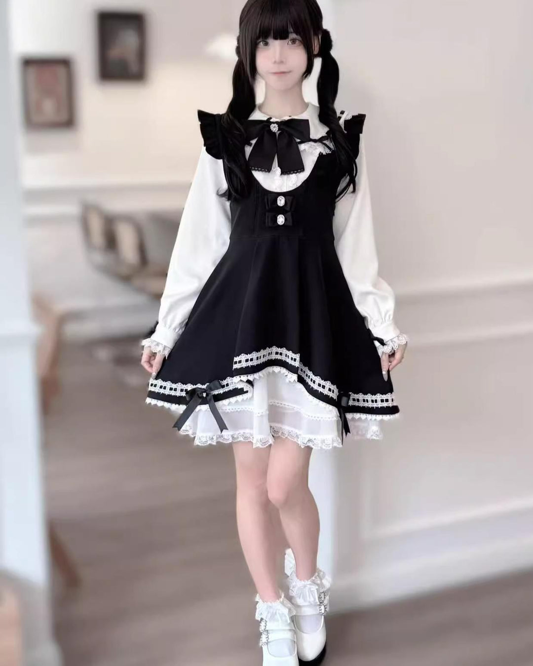 Jirai Kei Dress Set Bunny Ear Blouse Suspender Skirt Set 41440:699160