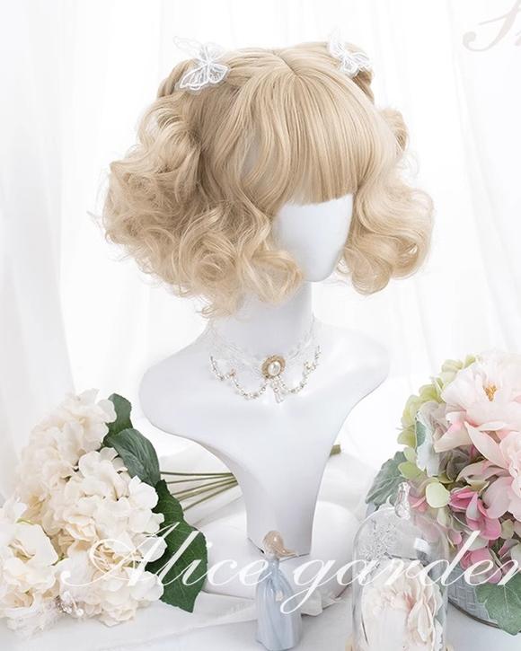 Lolita Wig Curly Wig Pale Yellow Daily Wig 31724:497070 31724:497070