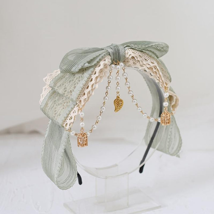 Lolita Headdress Mori Kei Hair accessory Matcha Green Lace Brooch Clasp 36426:520776 36426:520776