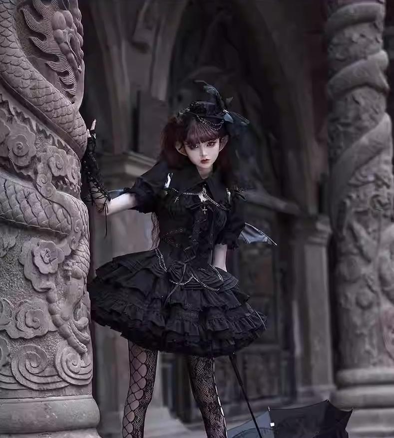 Gothic Lolita Dress Sweet Short Jumper Dress M / Black (JSK only) Gothic Lolita Dress Sweet Short Jumper Dress M / Black (JSK only)