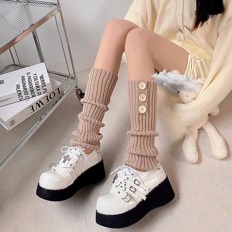 Harajuku Leg Covers Japanese Punk Knit Button Leg Covers 28978:358598 28978:358598