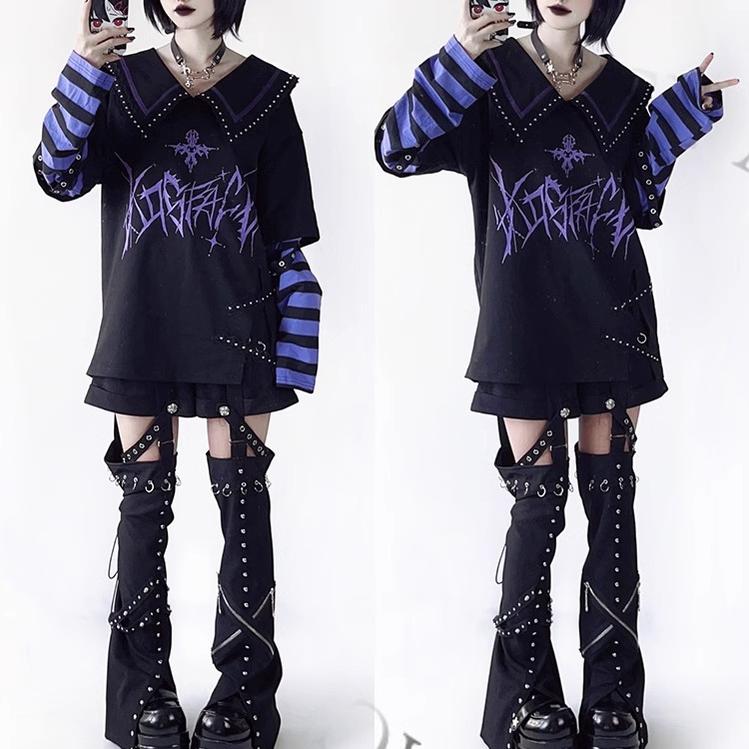 Jirai Kei Shirt Sub-cultural Lapel Long Sleeve Shirt 35330:488456 35330:488456