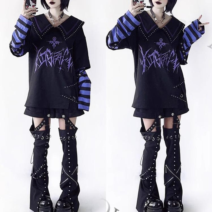 Jirai Kei Shirt Sub-cultural Lapel Long Sleeve Shirt 35330:488456 35330:488456