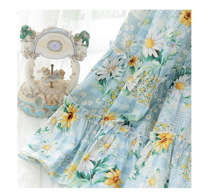 Cottagecore Dress Daisy Print Dress Sweet Strap Dress 36142:517184 36142:517184