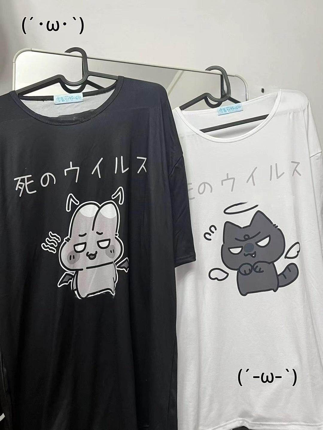 Yami Kawaii Anime T-Shirt Black White Subculture Loose Shirt 37684:598554