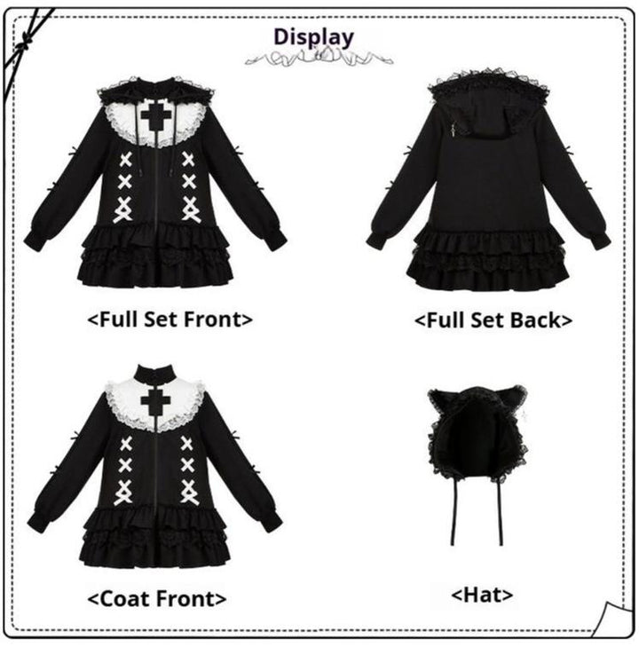 Jirai Kei Hoodie Jacket with Detachable Animal Ears & Doll Bag 42491:744231